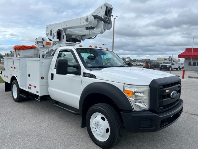** SOLD **  STOCK # 11105  2012 FORD F550 4X4 45FT BUCKET TRUCK W/ MATERIAL HANDLER