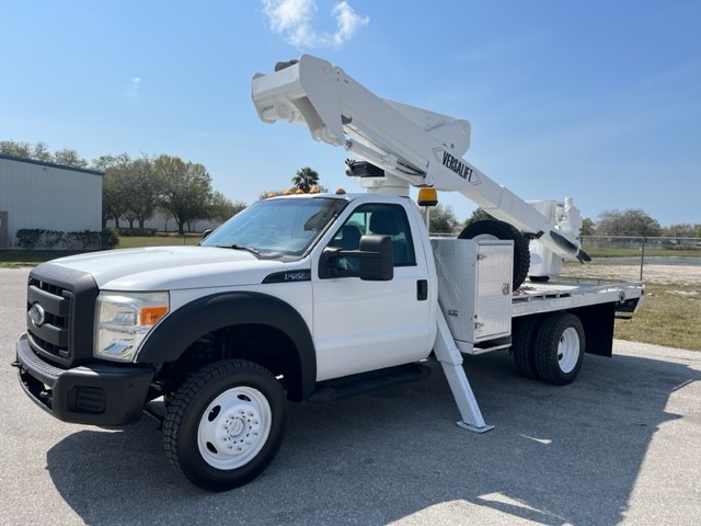 ** SOLD** STOCK # 31308  2012 FORD F550 4X4 45FT BUCKET TRUCK W/ MATERIAL HANDLER
